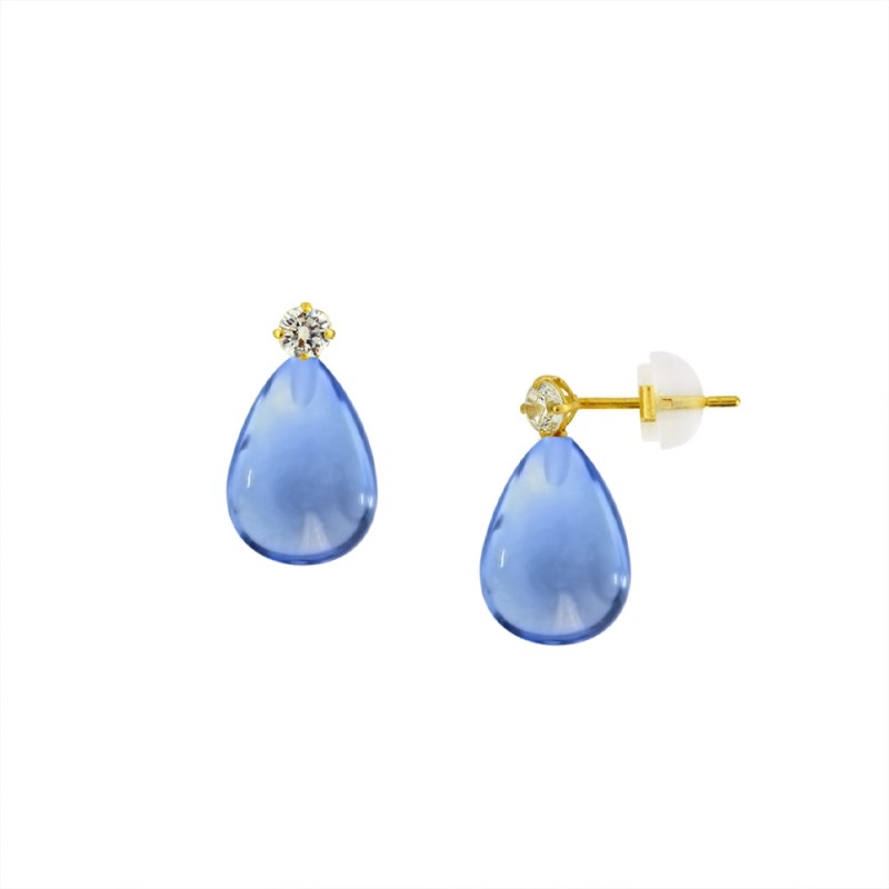 Σκουλαρίκια σε Κ14 χρυσή βάση και Blue Topaz - M123215B