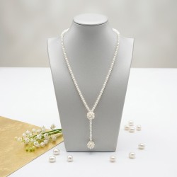 Κολιέ με λευκά μαργαριτάρια Fresh Water Pearl - M122037A
