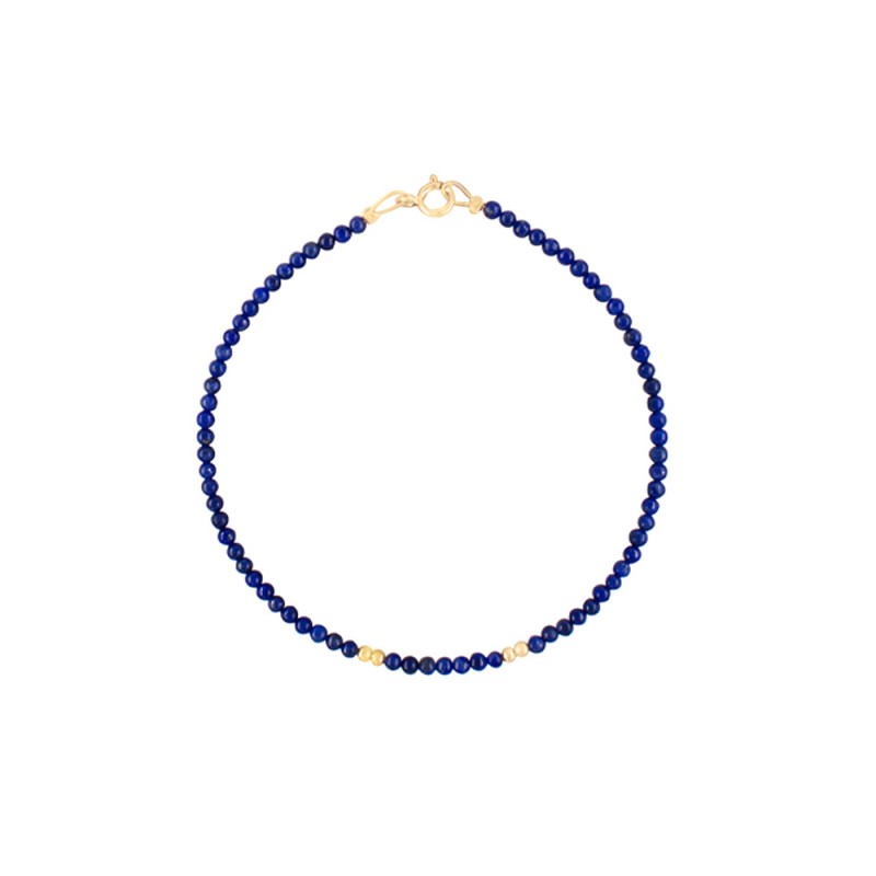Βραχιόλι με Κ14 χρυσά στοιχεία και lapis lazuli - B1252354L