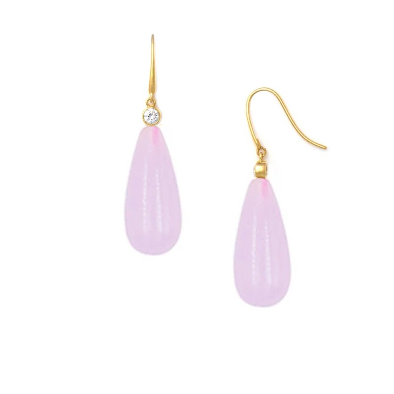 Σκουλαρίκια Κ14 χρυσά με ζιργκόν και Rose Quartz - F1252356RQ