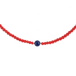 Κολιέ με Κ14 χρυσό κούμπωμα, κοράλλια και lapis lazuli - F1252346 Κολιέ με Κ14 χρυσό κούμπωμα, κοράλλια και lapis lazuli - F1252346