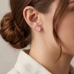 Σκουλαρίκια Κ14 χρυσά και Rose Quartz - G318635RQ