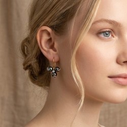 Σκουλαρίκια Κ14 χρυσά και λευκόχρυσα με μαργαριτάρια και ζιργκόν - S1252317B