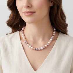 Κολιέ με Κ14 χρυσό κούμπωμα και πολύχρωμα μαργαριτάρια - F126578