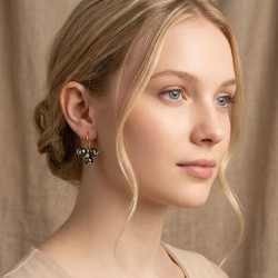 Σκουλαρίκια Κ14 χρυσά και λευκόχρυσα με μαργαριτάρια και ζιργκόν - S1252317B