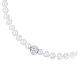 Κολιέ με Κ14 χρυσό κούμπωμα, λευκά μαργαριτάρια και ζιργκόν - F1252329