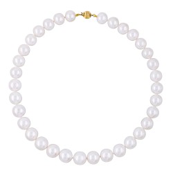 Κολιέ με Κ14 χρυσό κούμπωμα και λευκά μαργαριτάρια - F1252322