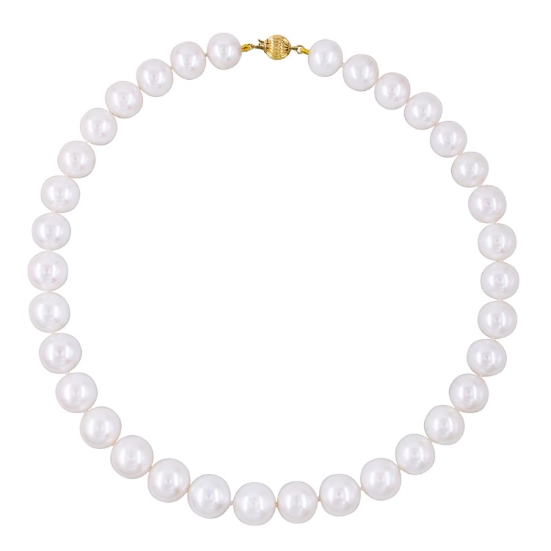 Κολιέ με Κ14 χρυσό κούμπωμα και λευκά μαργαριτάρια - F1252322