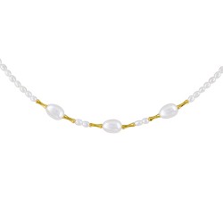 Κολιέ με Κ18 χρυσά στοιχεία και λευκά μαργαριτάρια - F1252331W