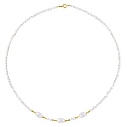 Κολιέ με Κ18 χρυσά στοιχεία και λευκά μαργαριτάρια - F1252331W