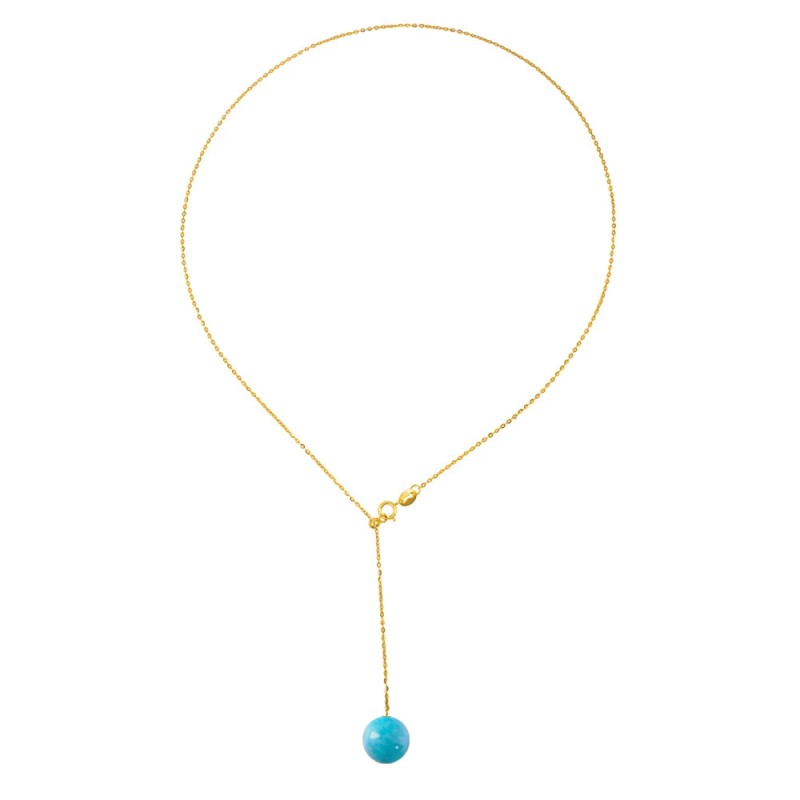 Κολιέ αλυσίδα 925 επιχρυσωμένη με τιρκουάζ - S126303T