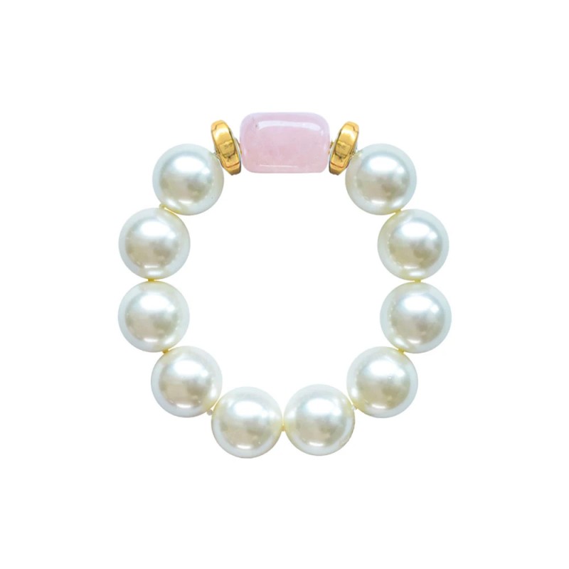 Βραχιόλι με Shell Pearl, Rose Quartz και Hematite - M123343G