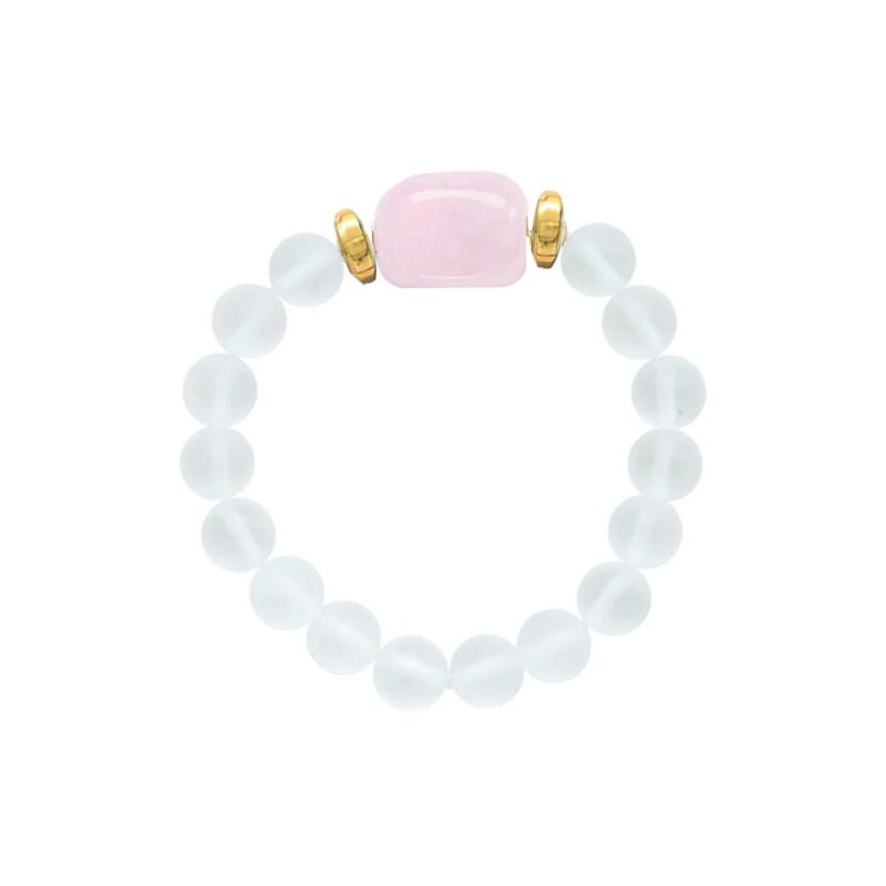 Βραχιόλι με Crystal, Rose Quartz και Hematite - M123343N