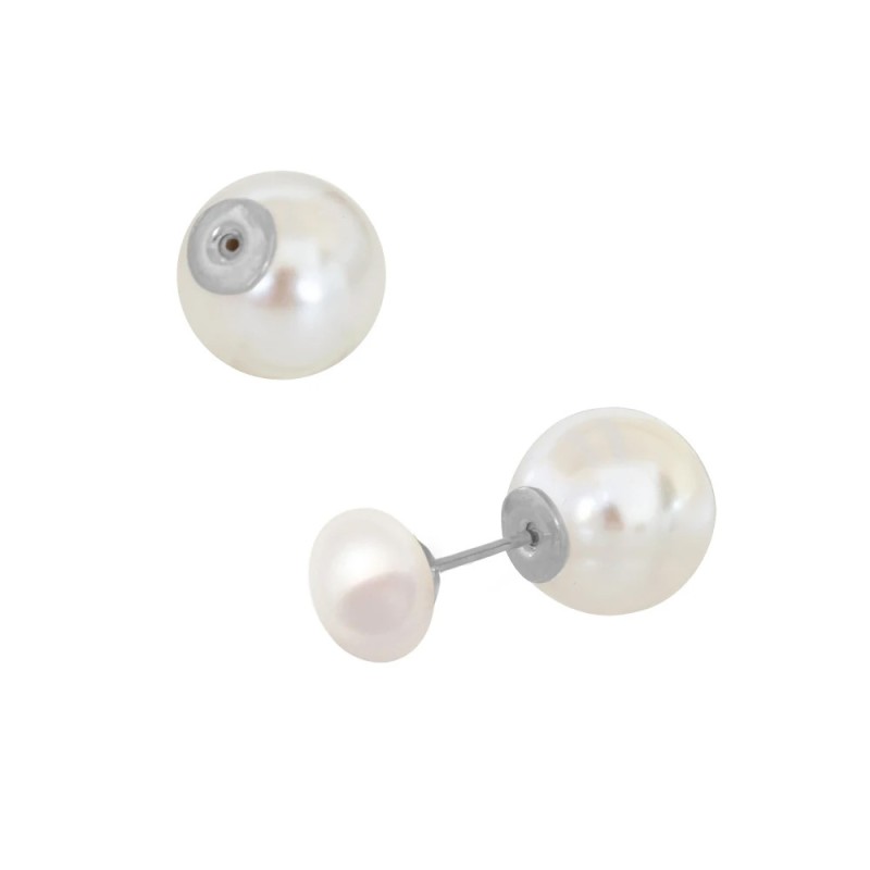 Σκουλαρίκια με λευκά μαργαριτάρια σε ασημένια βάση 925 - M123401