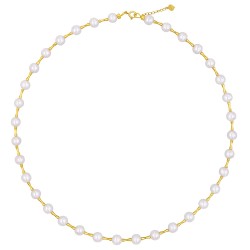 Κολιέ με Κ18 χρυσά στοιχεία και λευκά μαργαριτάρια - F1252301