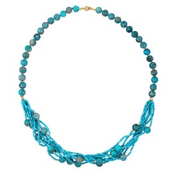 Κολιέ με Κ14 χρυσά στοιχεία, Spiny Oyster και τιρκουάζ - F1252308 