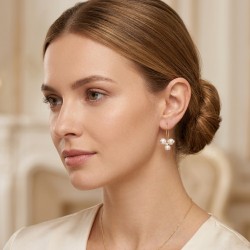 Σκουλαρίκια Κ14 χρυσά και λευκόχρυσα με μαργαριτάρια και ζιργκόν - S1252317