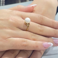 Δαχτυλίδι  χρυσό Κ18 με μαργαριτάρι Akoya - G317263