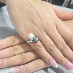 Δαχτυλίδι λευκόχρυσο Κ18 με μαργαριτάρια South Sea - W318309