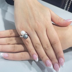 Δαχτυλίδι λευκόχρυσο Κ18 με μαργαριτάρια South Sea - W318309