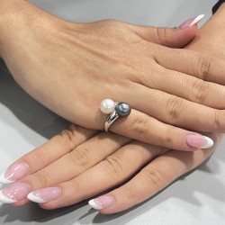 Δαχτυλίδι λευκόχρυσο Κ18 με μαργαριτάρια South Sea - W318309