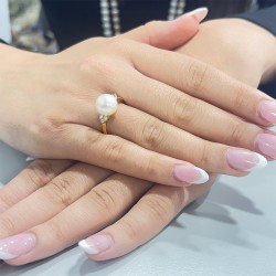 Δαχτυλίδι χρυσό Κ18 με μαργαριτάρι Akoya - G319306