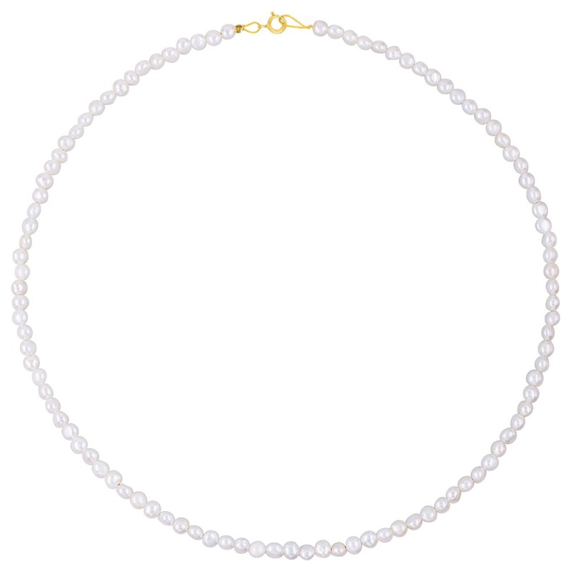 Κολιέ με λευκά μαργαριτάρια και χρυσο κούμπωμα Κ14 - M800002