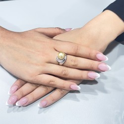 Δαχτυλίδι λευκόχρυσο Κ18 με μαργαριτάρι South Sea - F122765