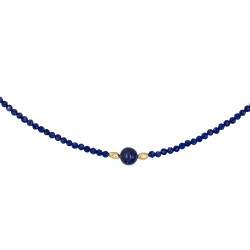 Κολιέ με Κ18 χρυσά στοιχεία και λάπις lazuli - F1252291