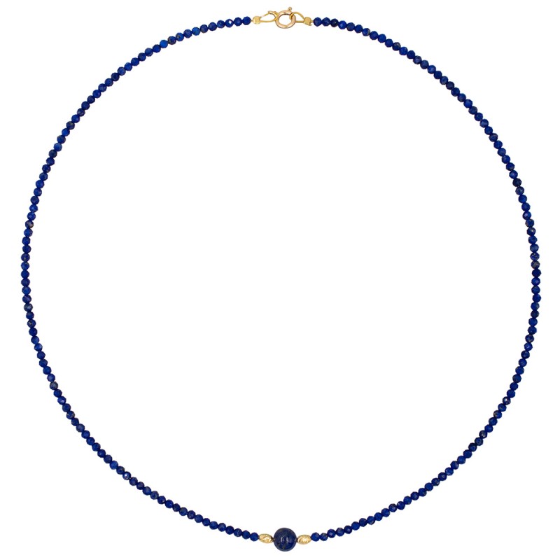 Κολιέ με Κ18 χρυσά στοιχεία και λάπις lazuli - F1252291