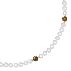 Κολιέ με Κ14 χρυσά στοιχεία, μαργαριτάρια και jasper - F1252292