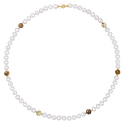 Κολιέ με Κ14 χρυσά στοιχεία, μαργαριτάρια και jasper - F1252292