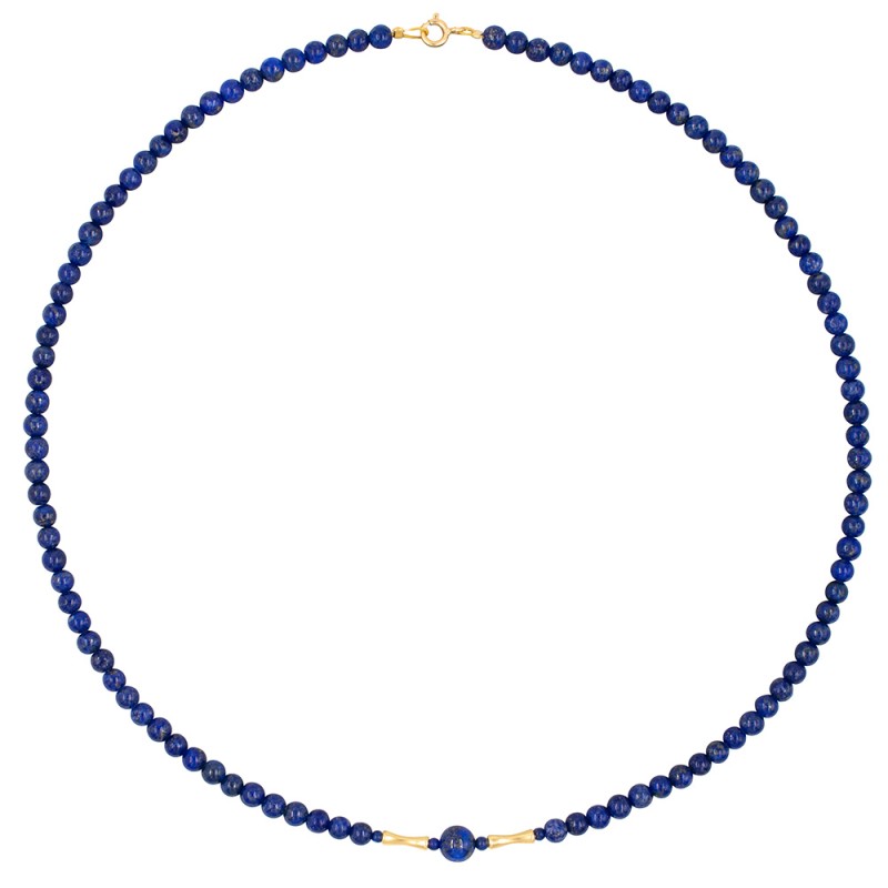 Κολιέ με Κ18 χρυσά στοιχεία και λάπις lazuli- F1252293