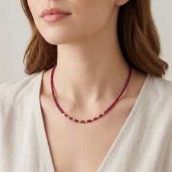 Κολιέ με Κ18 χρυσά στοιχεία και ρουμπίνια - F126794