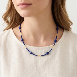 Κολιέ με Κ18 χρυσά στοιχεία και λάπις λάζουλι - F126866
