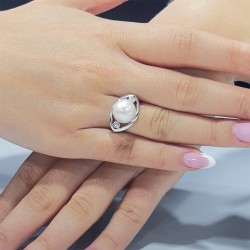 Δαχτυλίδι λευκόχρυσο Κ18 με μαργαριτάρι South Sea - M306586