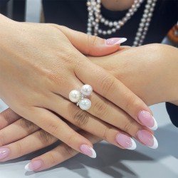 Δαχτυλίδι με πολύχρωμα μαργαριτάρια Fresh Water σε λευκόχρυσο Κ14 - M316941