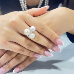 Δαχτυλίδι με πολύχρωμα μαργαριτάρια Fresh Water σε λευκόχρυσο Κ14 - M316941