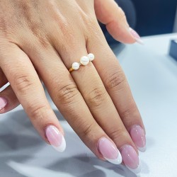 Δαχτυλίδι  Κ18 χρυσό με μαργαριτάρια Akoya - G317283