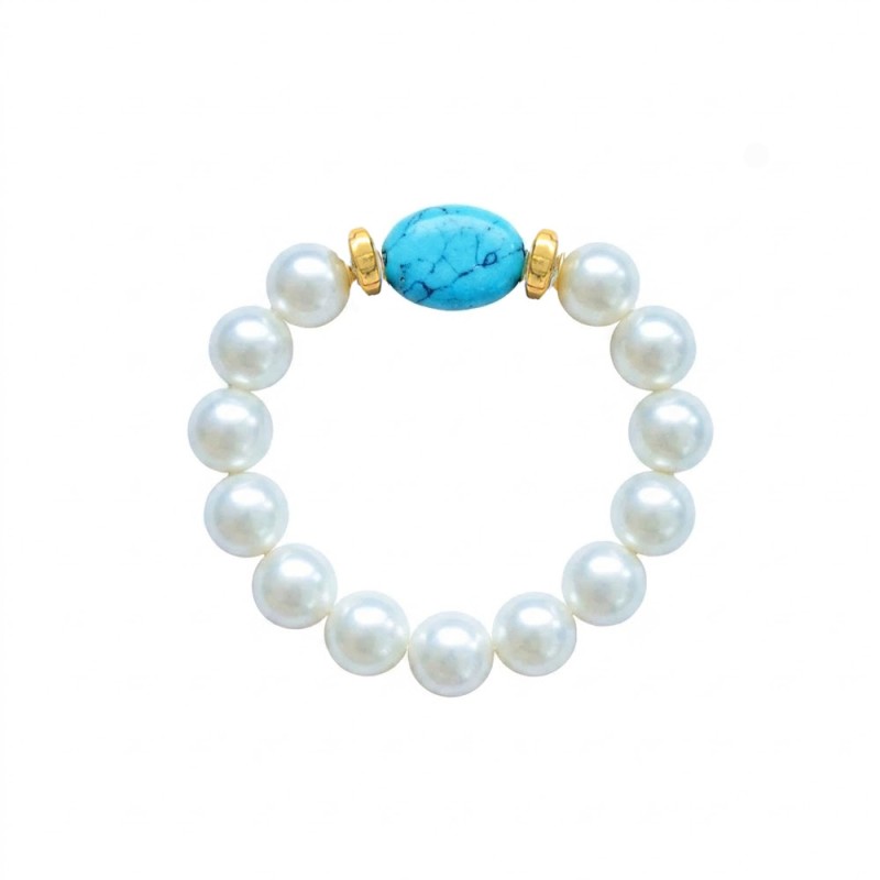 Βραχιόλι με Shell Pearl, Turquoise και Hematite - M123343A