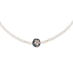 Κολιέ με Κ14 χρυσά στοιχεία και μενταγιόν cloisonne - F1252284