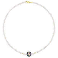 Κολιέ με Κ14 χρυσά στοιχεία και μενταγιόν cloisonne - F1252284