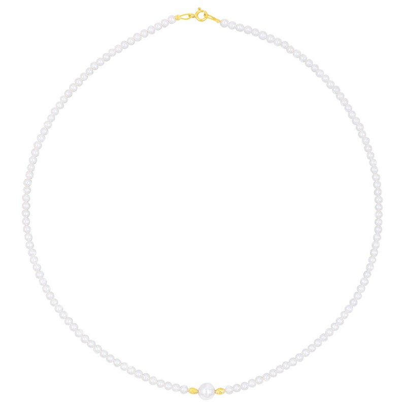 Κολιέ με Κ18 χρυσά στοιχεία και λευκά μαργαριτάρια - F1252286