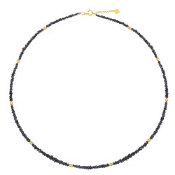 Κολιέ με Κ18 χρυσά στοιχεία και μαύρα διαμάντια - F126394