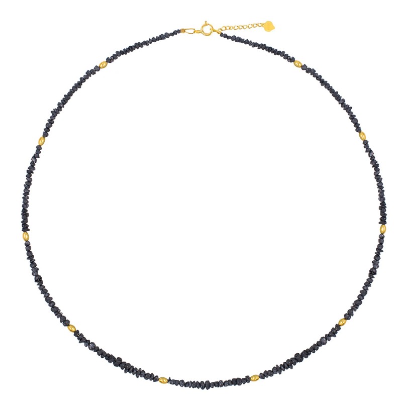 Κολιέ με Κ18 χρυσά στοιχεία και μαύρα διαμάντια - F126394