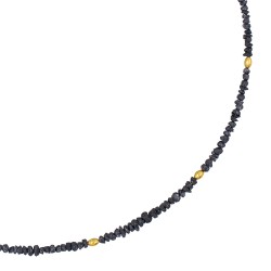 Κολιέ με Κ18 χρυσά στοιχεία και μαύρα διαμάντια - F126394