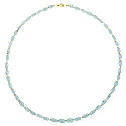 Κολιέ με Κ14 χρυσά στοιχεία και Aqua - F126792