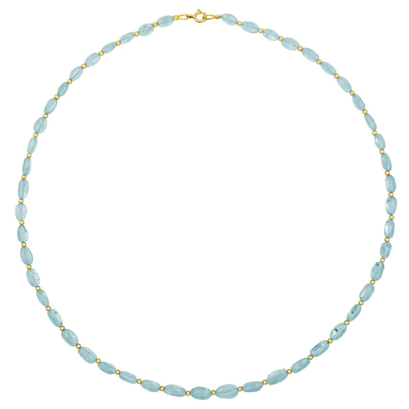 Κολιέ με Κ14 χρυσά στοιχεία και Aqua - F126792