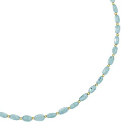 Κολιέ με Κ14 χρυσά στοιχεία και Aqua - F126792