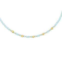 Κολιέ με Κ18 χρυσά στοιχεία και Aqua - F126793